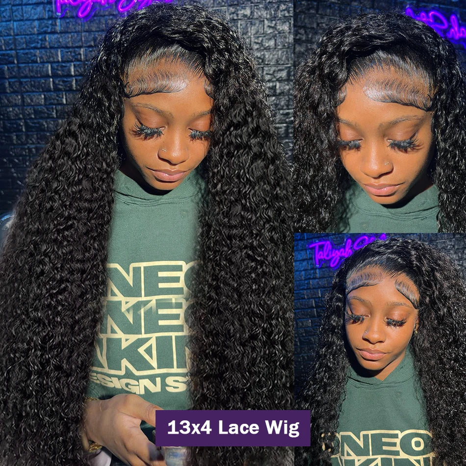 Curly Deep Wave 13x6 HD Lace Front Human Hair Wig — 250% Density (30"–40")