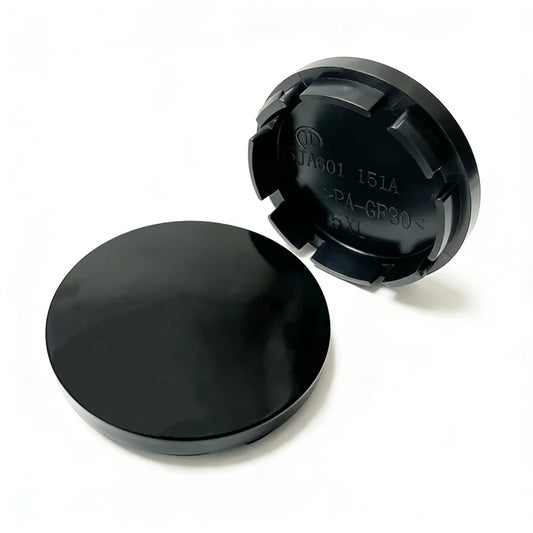 Universal 4x 56/52mm Blank Hub Caps Wheel Center Covers - Black/Chrome