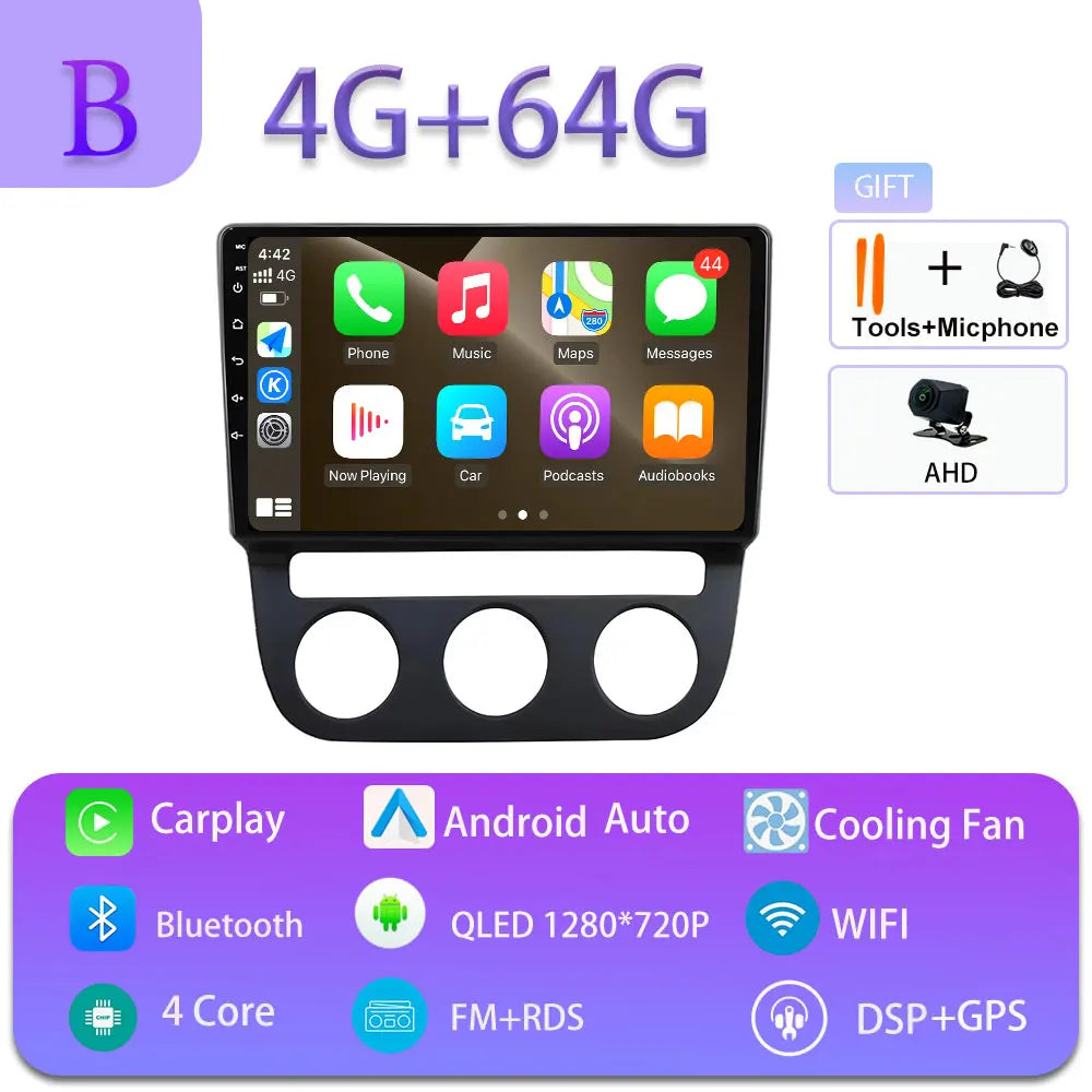 Android Car Stereo for VW Golf Mk5, Jetta GLI, Rabbit 1K (2006–2010) — CarPlay, Android Auto, GPS, 4G, WiFi