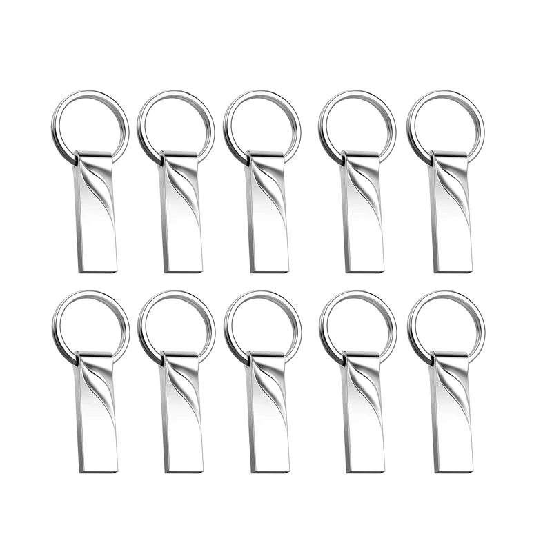 Metal USB 2.0 Flash Drive 10-Pack — Bulk Memory Sticks 4GB to 128GB