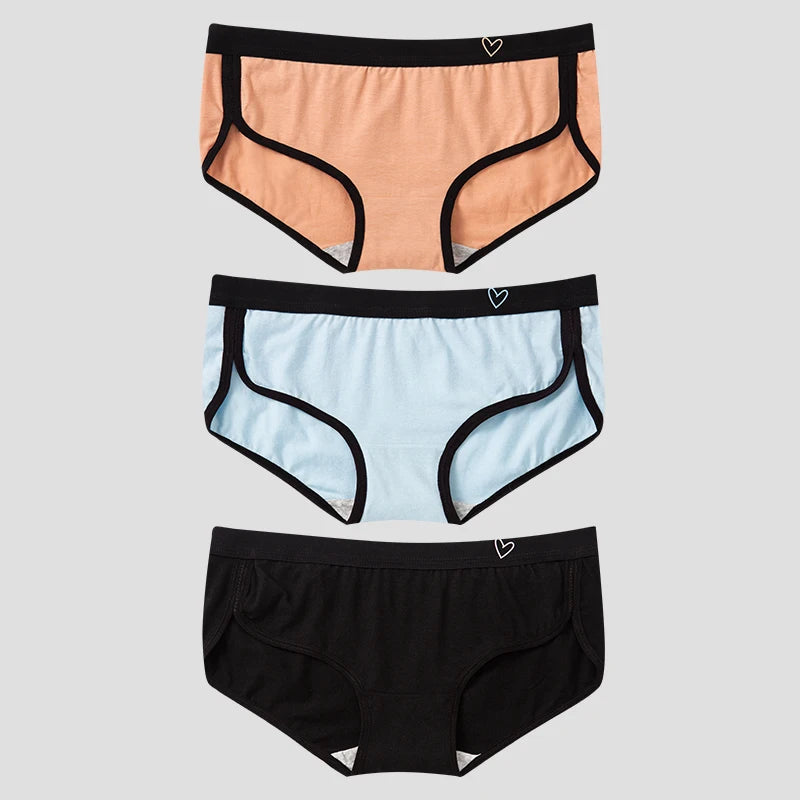 BANNIROU 3-Pack Cotton Briefs – Breathable Low-Rise Panties