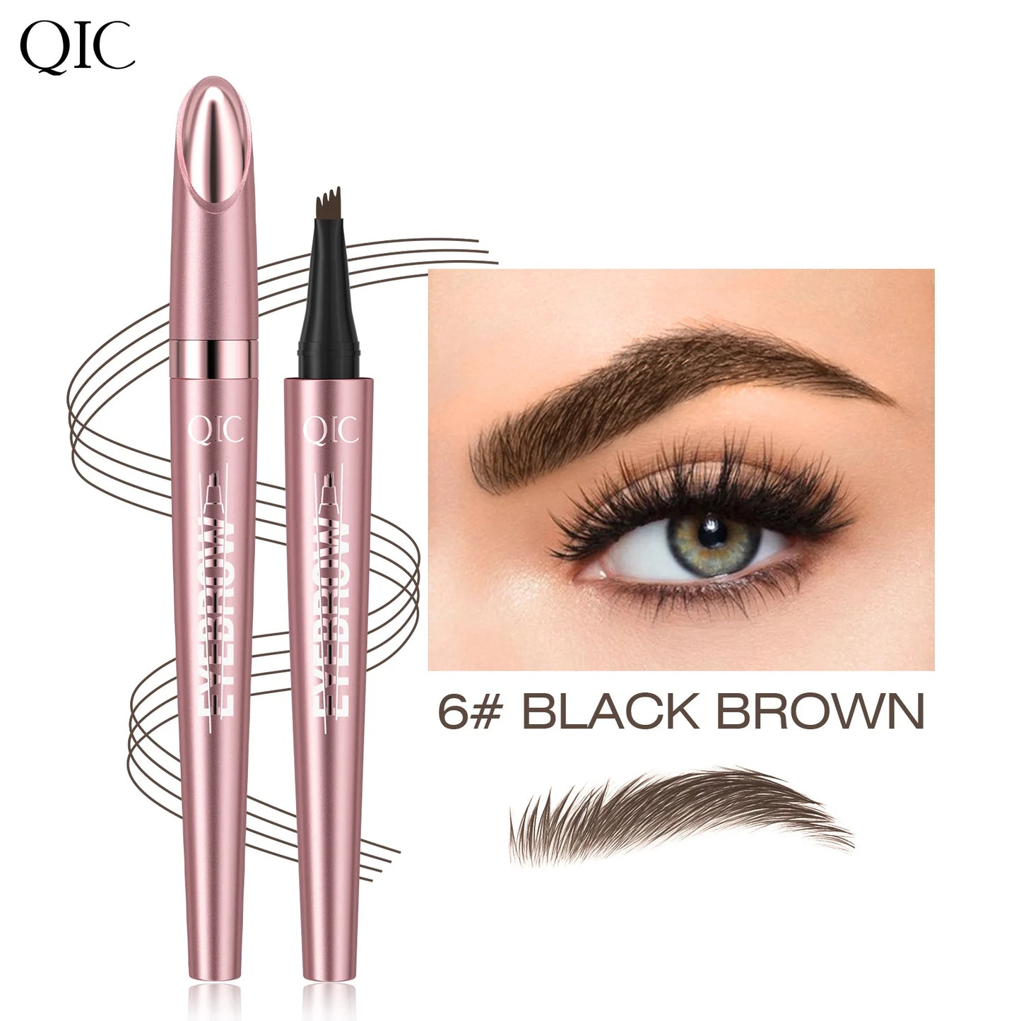 4 Fork Tip Eyebrow Pencil 3D Microblading Waterproof Dark Brown Natural Colour Fine Stroke Magic Eyebrow Pencil 2026 New Ladies