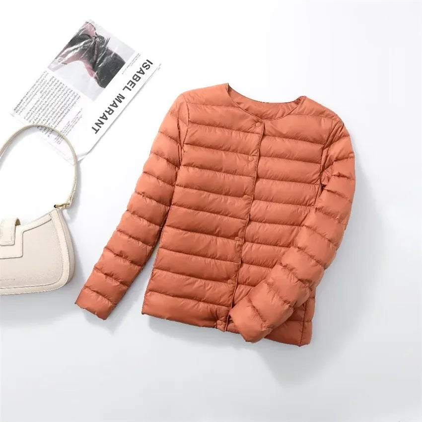 Women's Lightweight Puffer Jacket - Matte Short Winter Coat - photo 10
