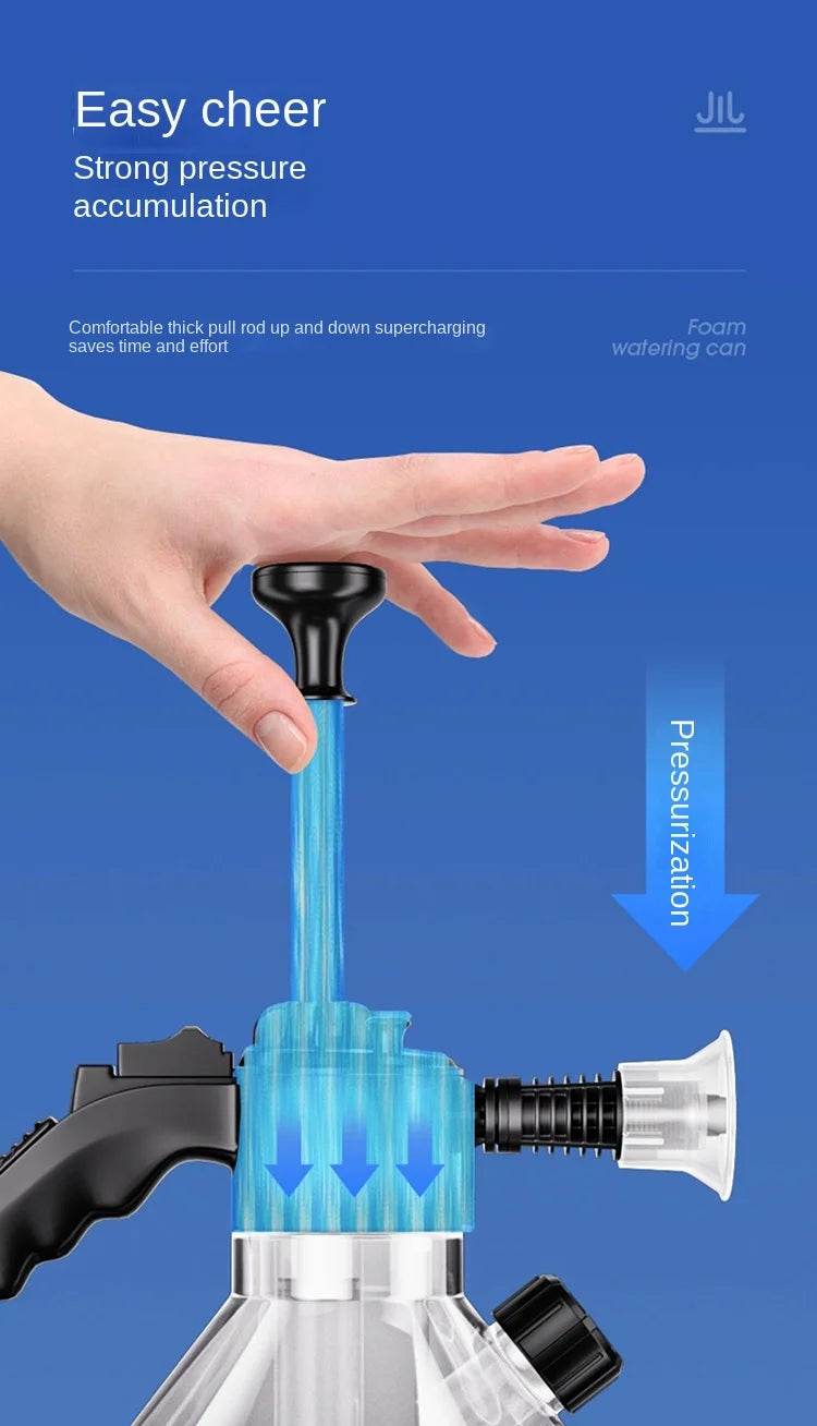 2.5L Hand Pump Foam Sprayer with 3 Types of Nozzle Hand Pneumatic Foam Cannon Snow Foam Car Wash Spray Bottle Car Window Cleanin