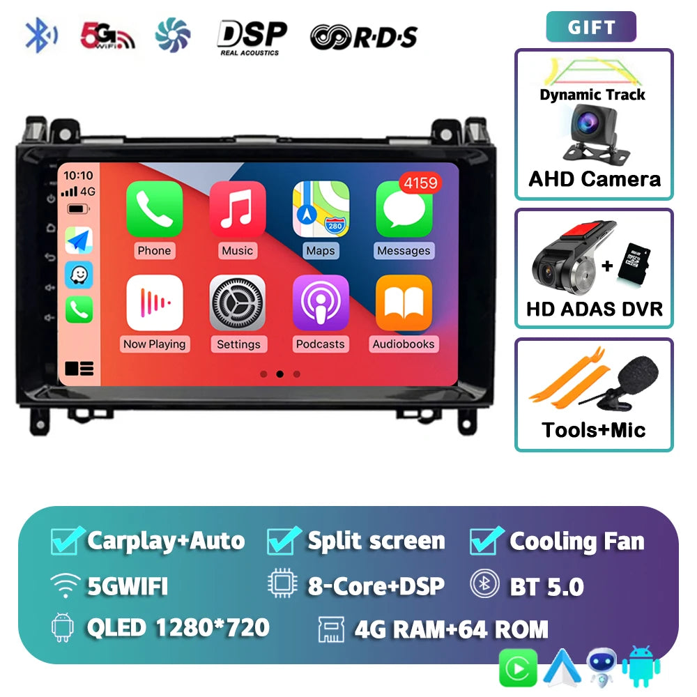 Android 16 For Benz Sprinter Volkswagen Crafter 2006 - 2016 2K QLED Android Car Radio Multimedia Video Player GPS stereo CarPlay