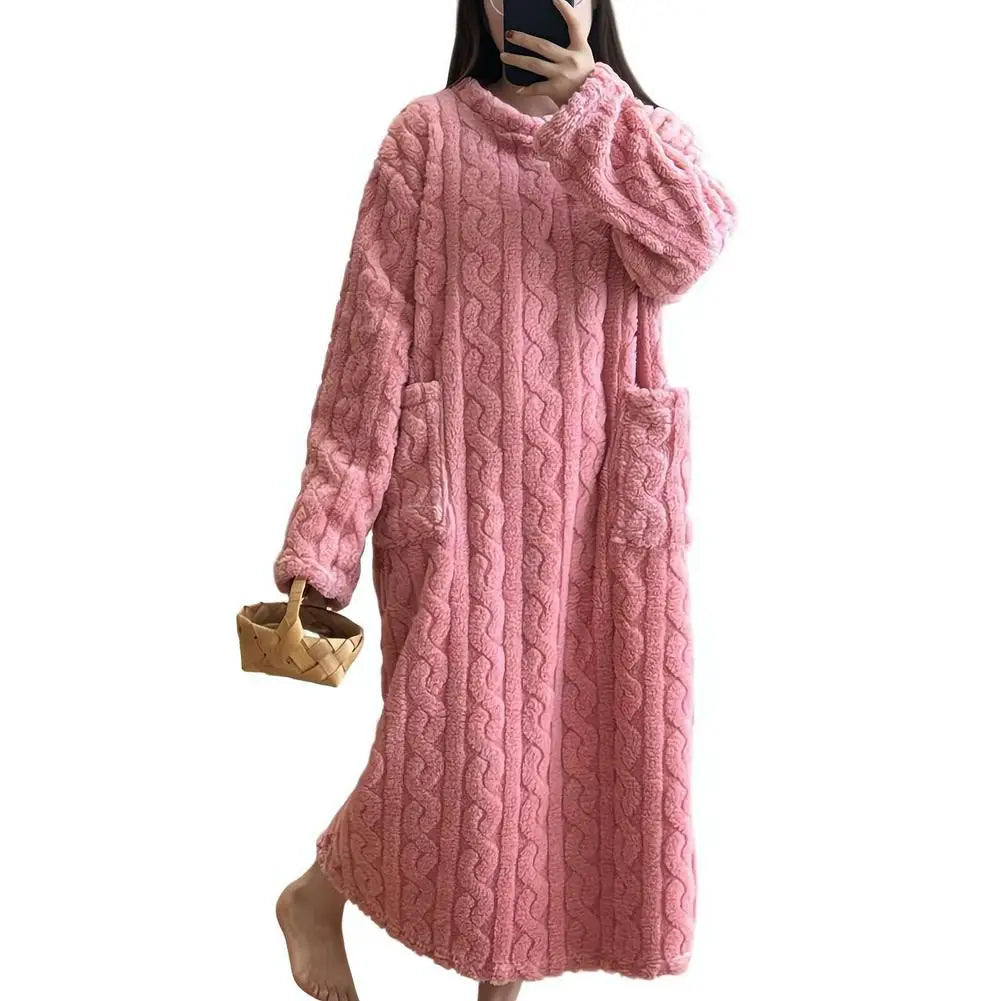 Women's Coral Velvet Long Nightgown - Warm Winter Robe Sleepwear - photo 9