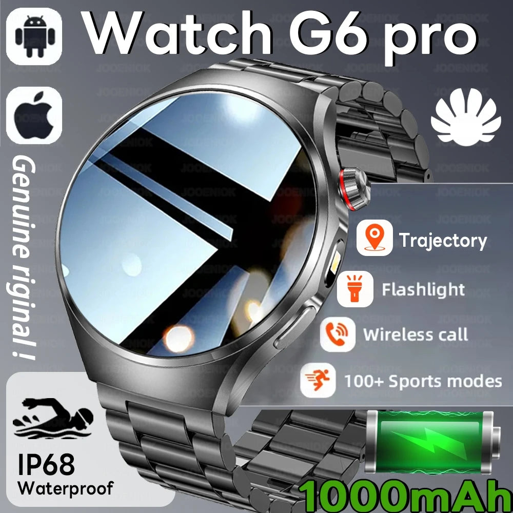 2026 G6 Max Smartwatch – 1000mAh Battery, Bluetooth Call, GPS Tracking & LED Flashlight | Men