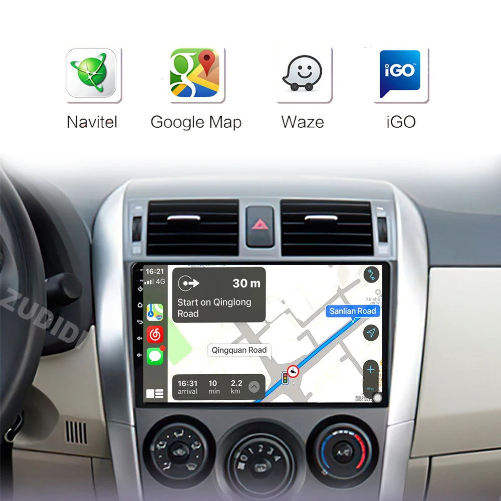 Android 16 Car Radio 4G+WIFI for Toyota Corolla E140/150 2007 2008 2009 2010 2011 2012 2013 Multimedia Player 2 Din DVD Speakers