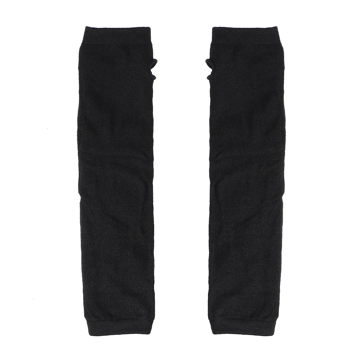Women's Long Fingerless Arm Warmers - Black Knit Hand Sleeves - photo 6