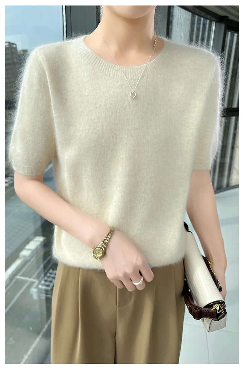 Women's Short Sleeve Knit Sweater Top