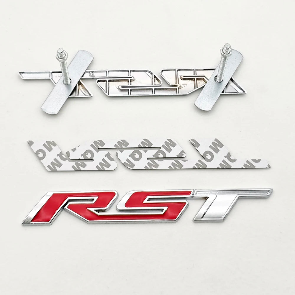 3D Metal Car Sticker RST Logo Front Grill Emblem Trunk Fender Badge For Chevrolet Tahoe Silverado Suburban Colorado Accessories