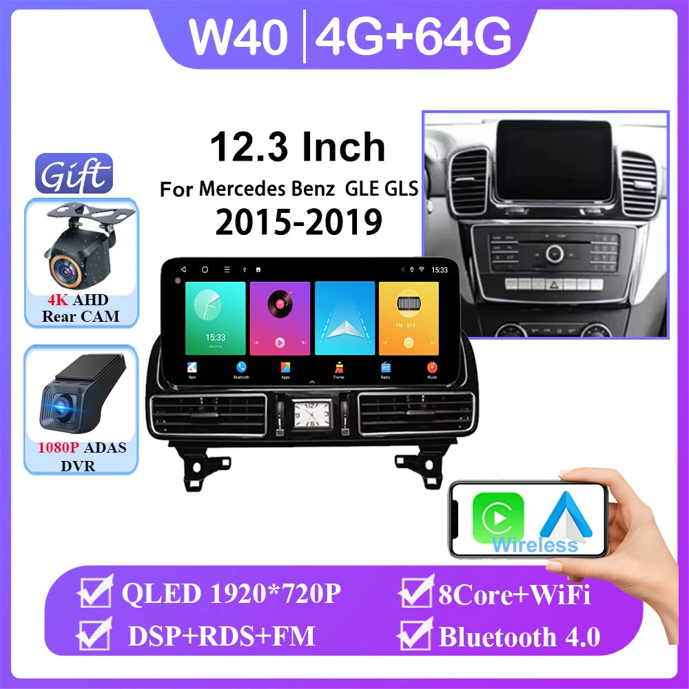For Mercedes Benz ML GL GLE GLS W166 X166 2012-2019 Car Radio Multimedia Video Player Navigation GPS Android 15 CPU No 2din DVD