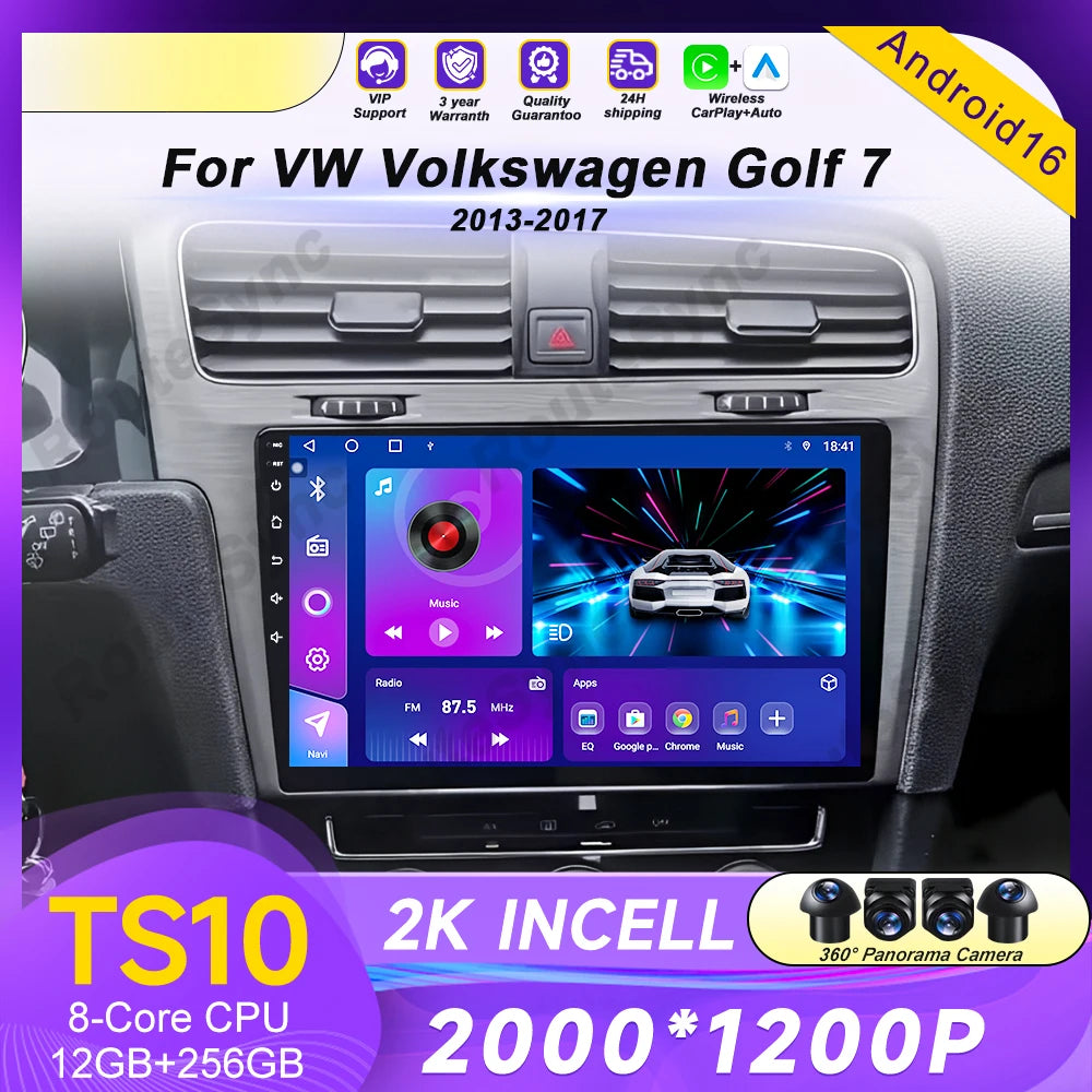 Android Car Stereo for VW Golf 7 MK7 GTI (2012–2021, RHD) — CarPlay, Android Auto, GPS, 2-DIN