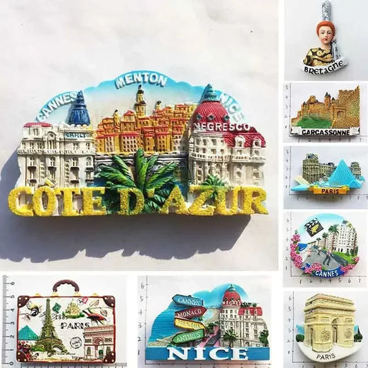 France  Paris Fridge Magnet Souvenir Carcassonne Cannes Imanes Para Riviera Arch of Triumph NICE Magnetic Stickers Home Decor