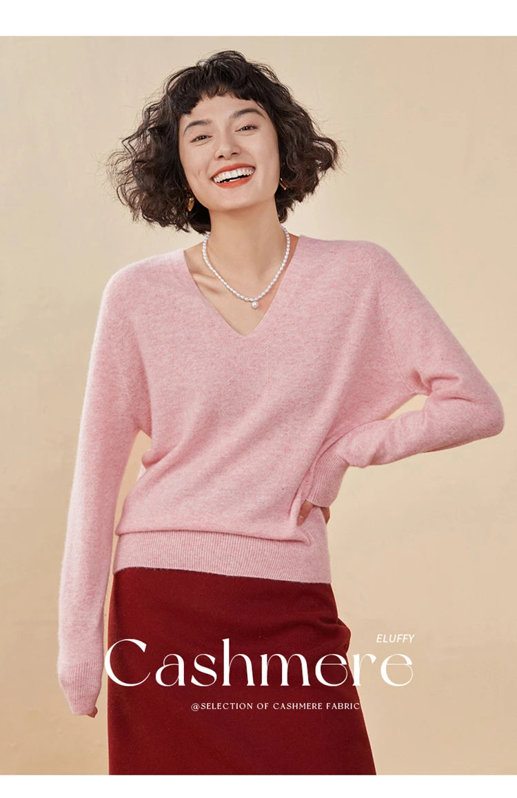 Women's Cashmere V-Neck Sweater, Knit Pullover
