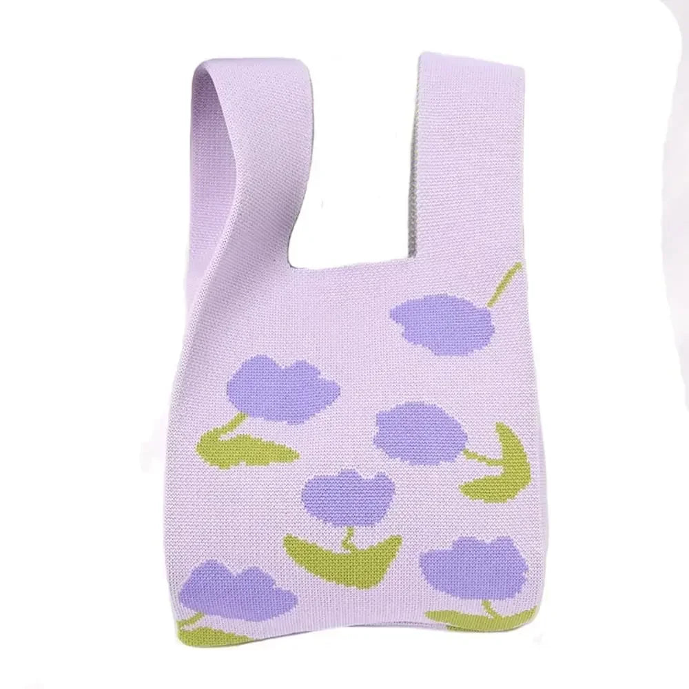 Cat Knit Handbag Fashion Knit Handmade Shopping Bags High-capacity Knot Wrist Bag Girls