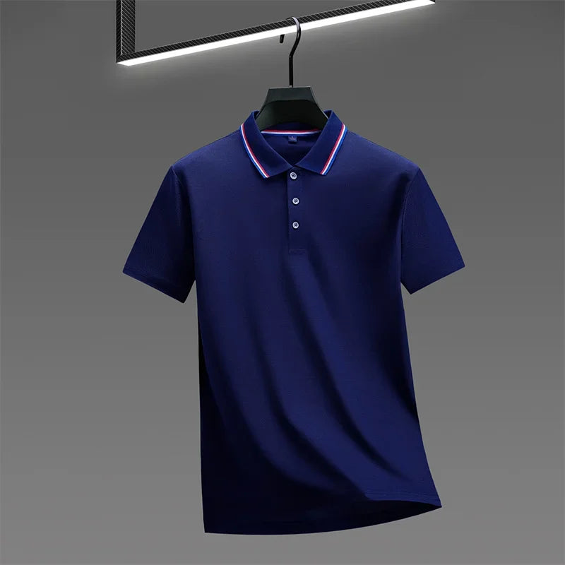 Men's Solid Polo Shirt - Anti-Wrinkle Knit, Versatile Summer Top