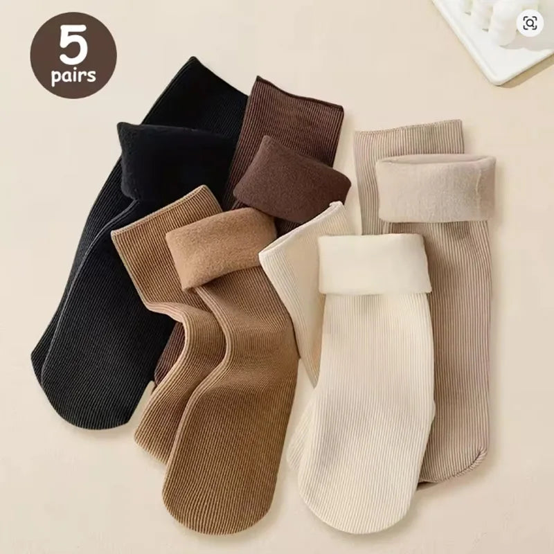 Women's Fuzzy Snow Socks - Thick Warm Sleep Socks 5 Pairs - photo 9