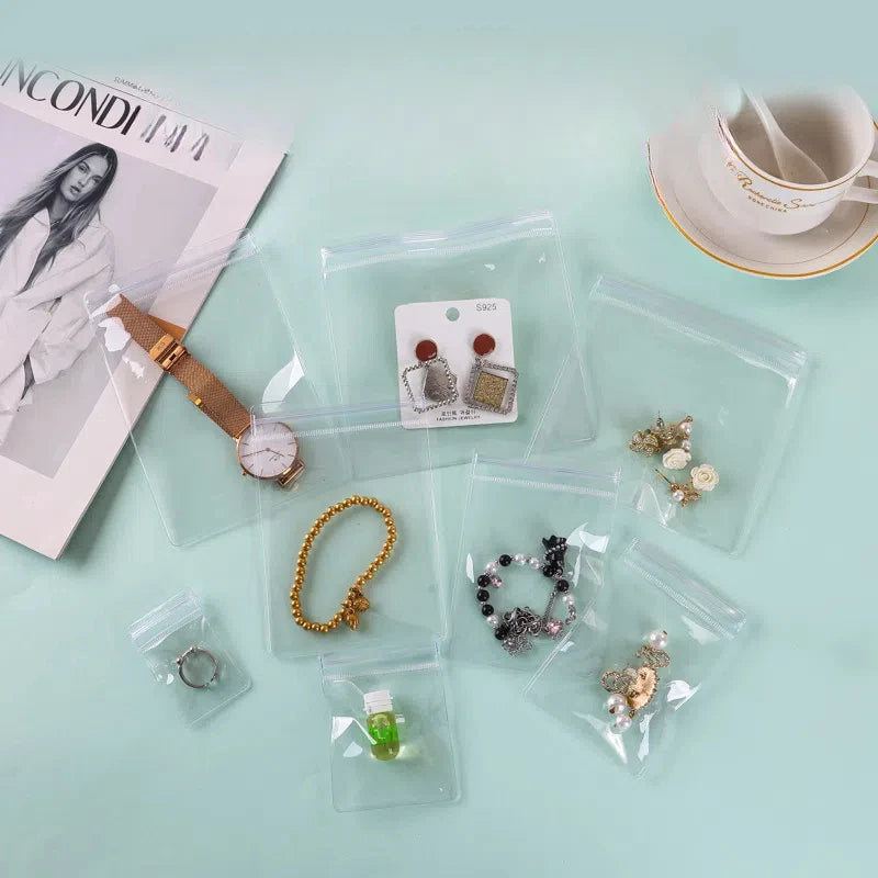 50/20/10 PCS PVC Self Sealing Jewelry Bag Thick Necklace Bracelet Ziplock Bag Ring Storage Holder Bag Storage Anti-oxidation Bag