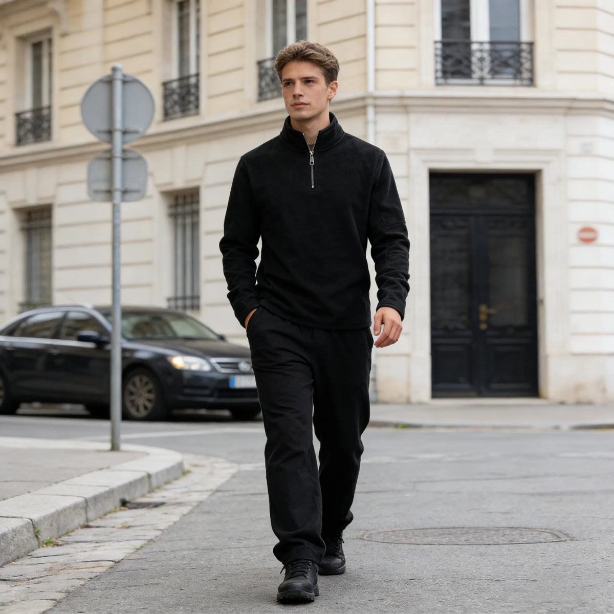 Men's Fleece Zip-Neck Pullover - Thick Stand Collar Sweatshirt - photo 5