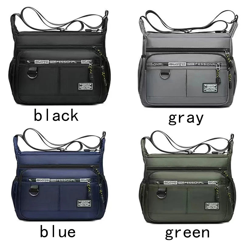 Men's cross-body bag with multi-layered pockets, adjustable shoulder strap, business single-shoulder bag