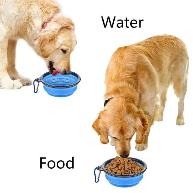 350ML Dog Food Bowl Feeder Cat Drinking Water Folding Silicone Pet Travel Bowls Foldable Cup Dish With Carabiner Pet Supplies