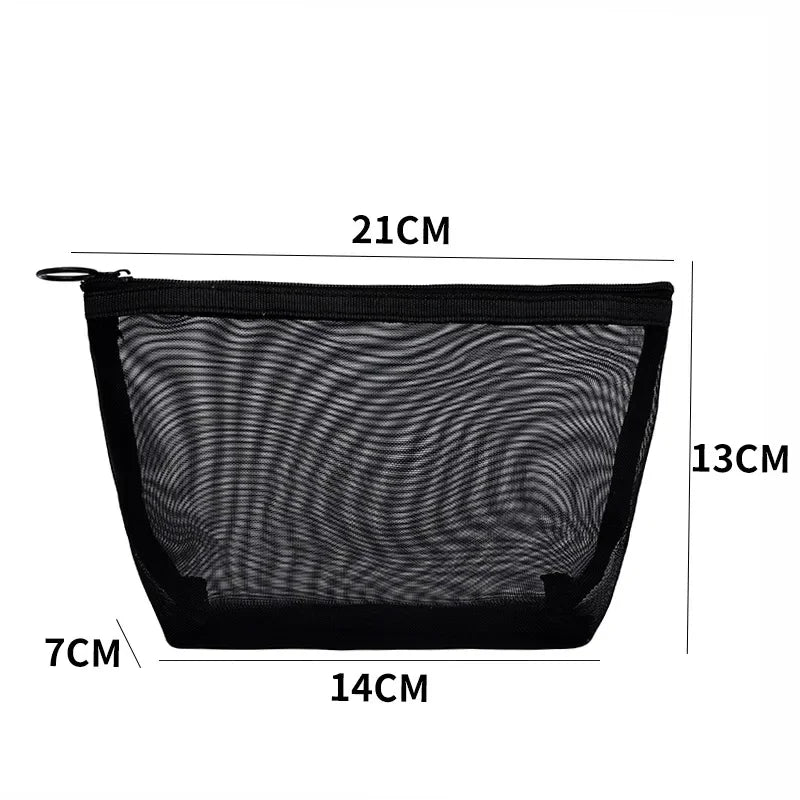 12-1PCS Clear Mesh Storage Bag Small Large Black Cosmetic Bag Portable Travel Toiletry Container Pouches Bags Bathroom Organizer