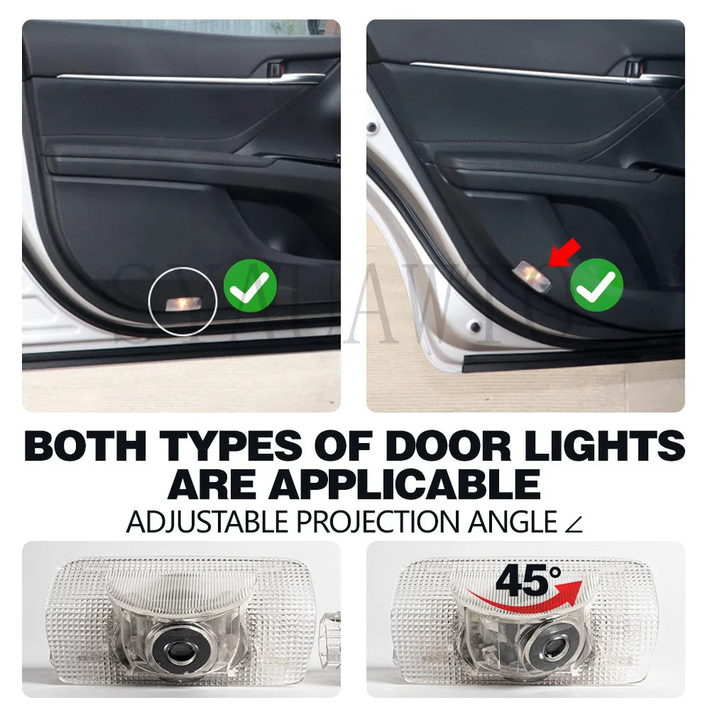 LED Car Door Logo Projector Ghost Shadow Welcome Light Accessories For TOYOTA Camry XV40 XV50 XV70 Corolla Prado150 Highlander
