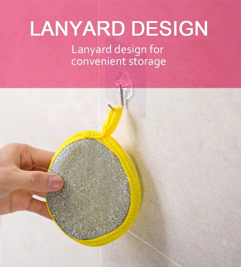Kitchen Double-Sided Dishwashing Sponge Reusable Brushing Pots Wipes Pans Cleaning Cloth Home Grease Removal Dishwashing Cloth