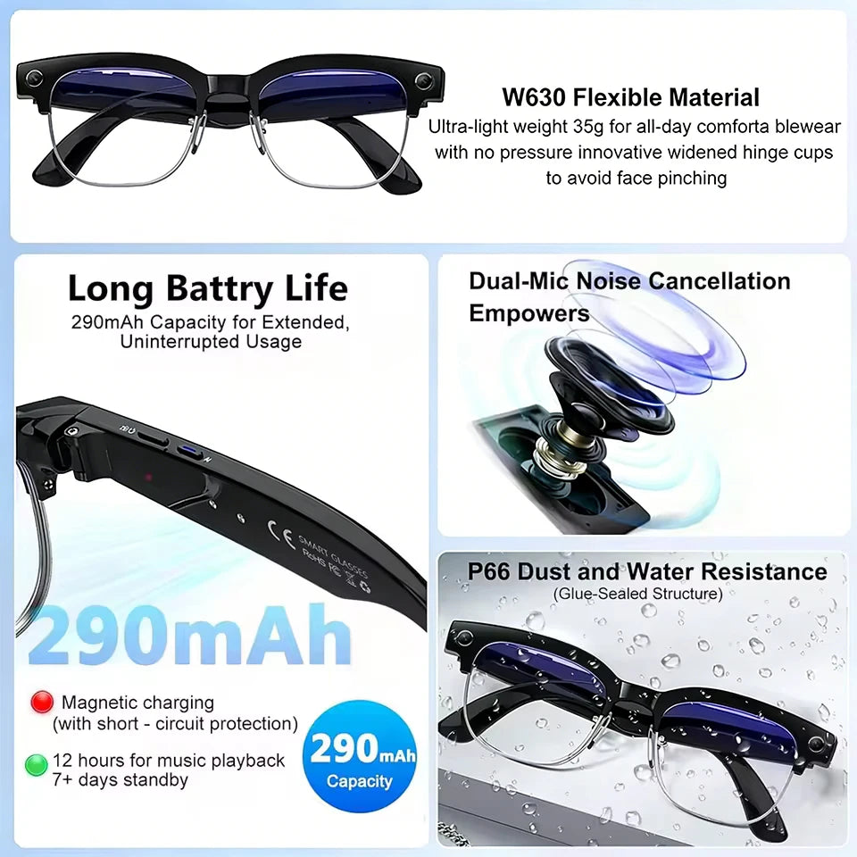 Smart Camera Glasses — 800W Photo & Video with Translation