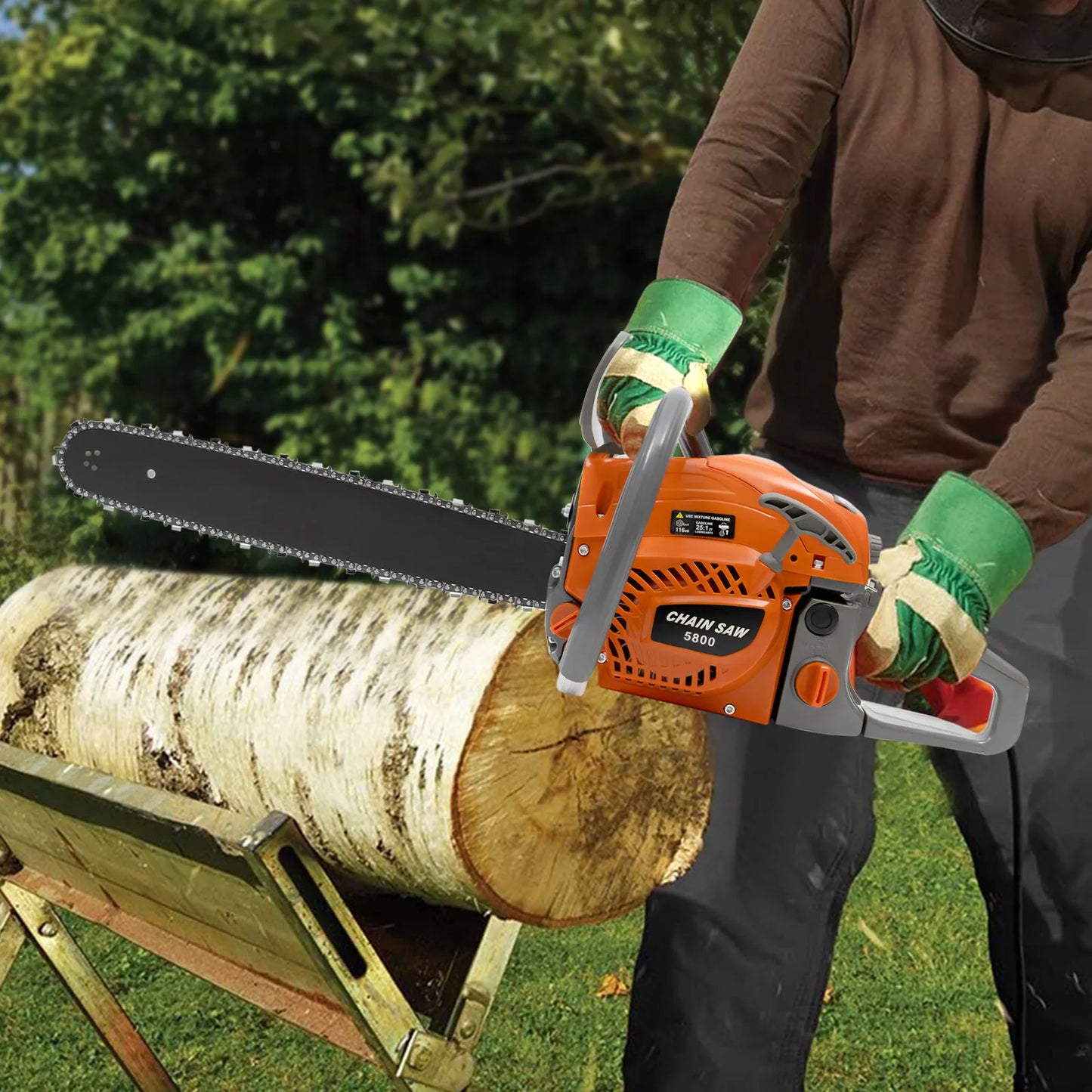58CC 20" Gasoline Chainsaw Powered Wood Cutting Engine 2-Stroke Gas Chain Saw
