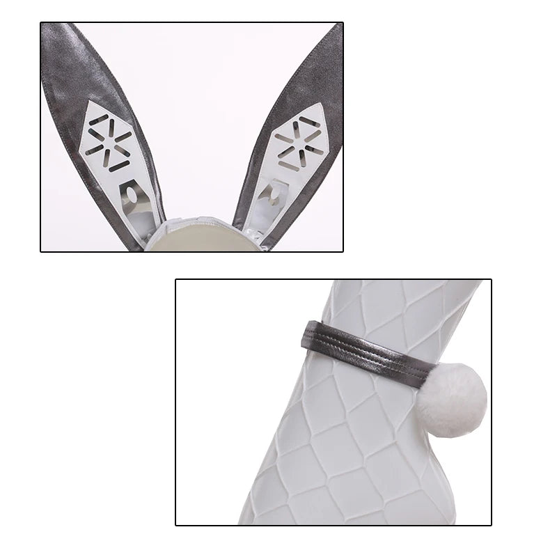 ROLECOS NIKKE Goddess of Victory Blanc Bunny Girl Costume Noir Bunny Suit Women Sexy Cosplay Suit White and Black Jumpsuits