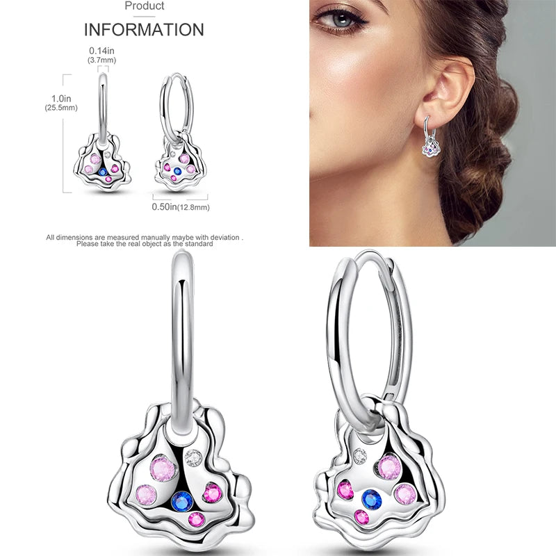 Sparkling Gold Woman Hoop Earrings 925 Sterling Silver Butterfly Colored Zirconium Earrings for Women Jewelry Anniversary Gift