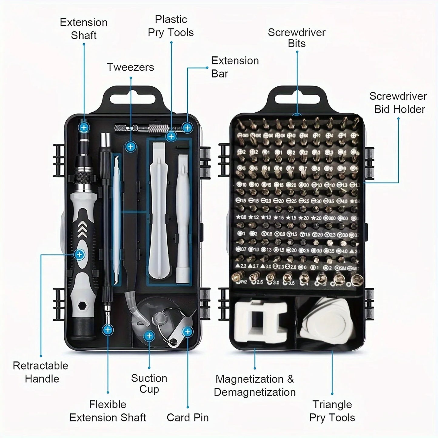 115-in-1 Precision Screwdriver Set — 98 Magnetic Bits for Phone, Laptop and Electronics Repair
