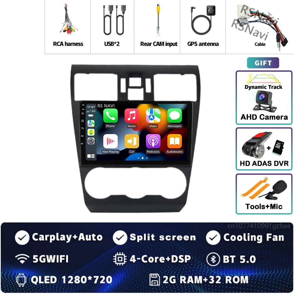 Android 16 For Subaru Forester WRX XV 2012 - 2018 2K QLED Stereo Car Radio Multimedia Video Player GPS 4G CarPlay