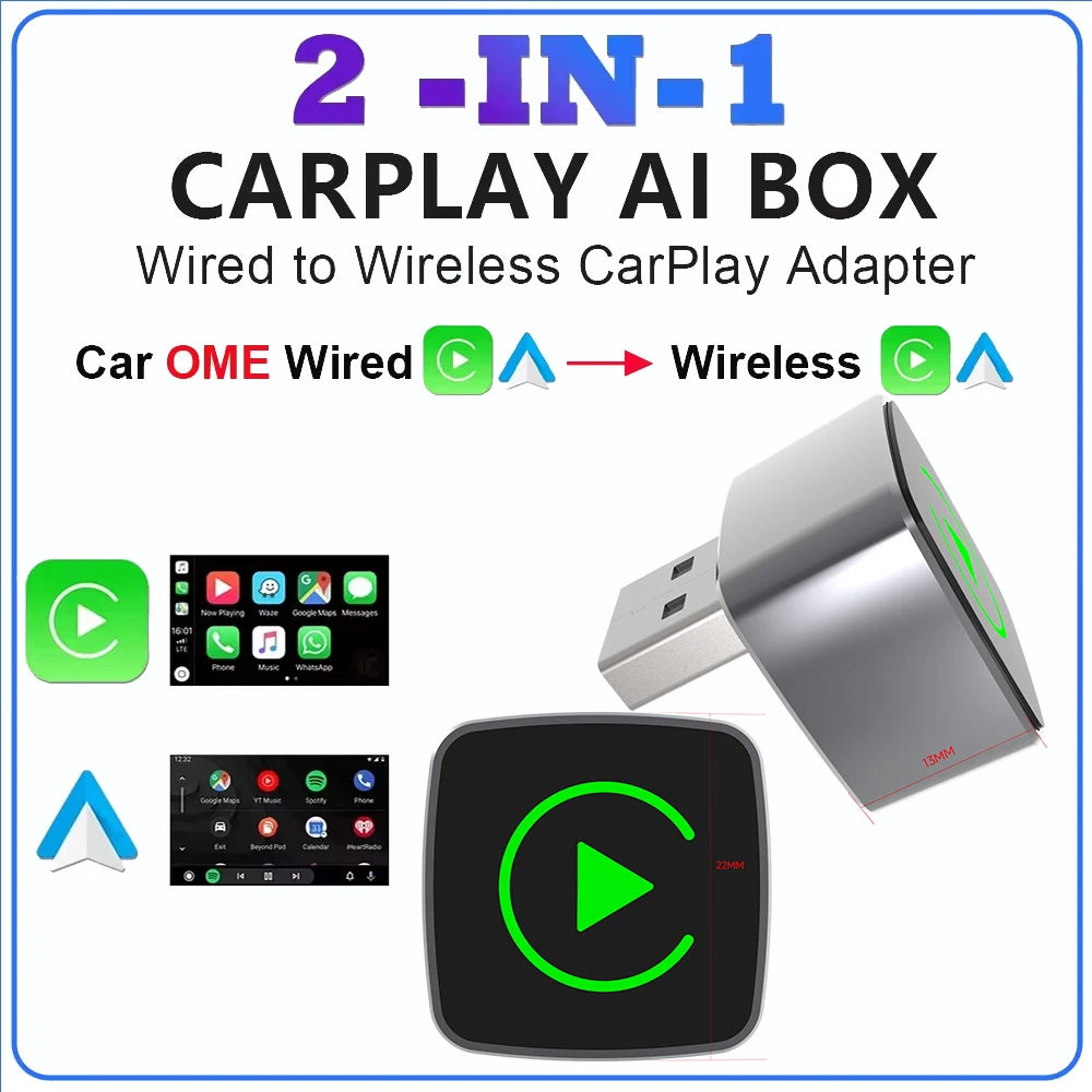 2-in-1 Wireless CarPlay & Android Auto Adapter (OEM Stereo)