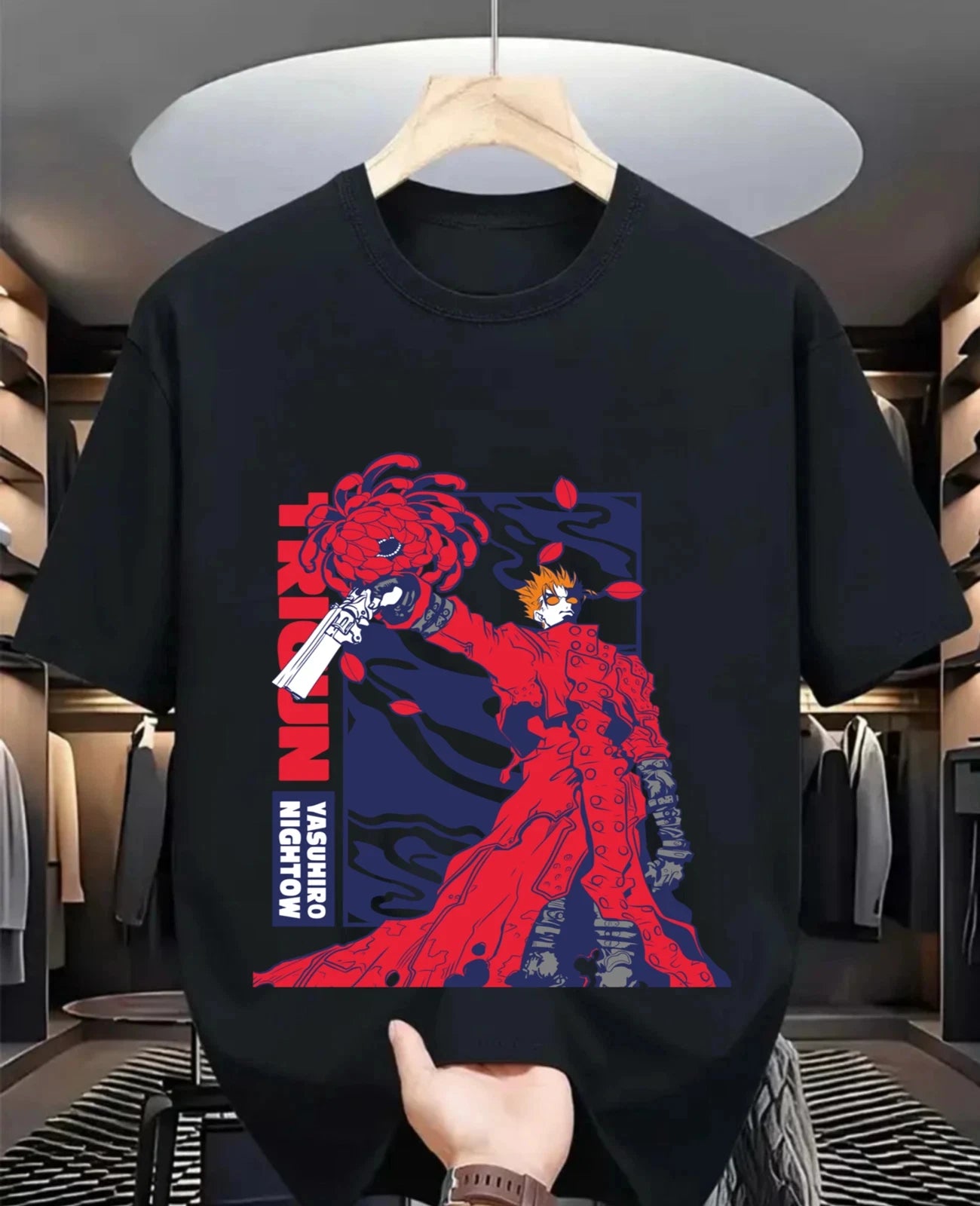 TRIGUN STAMPEDE Trigun Nicholas D Stampede Graphic Print T-Shirts Men Women Fashion Crewneck Cotton Tees Harajuku Oversized Tops