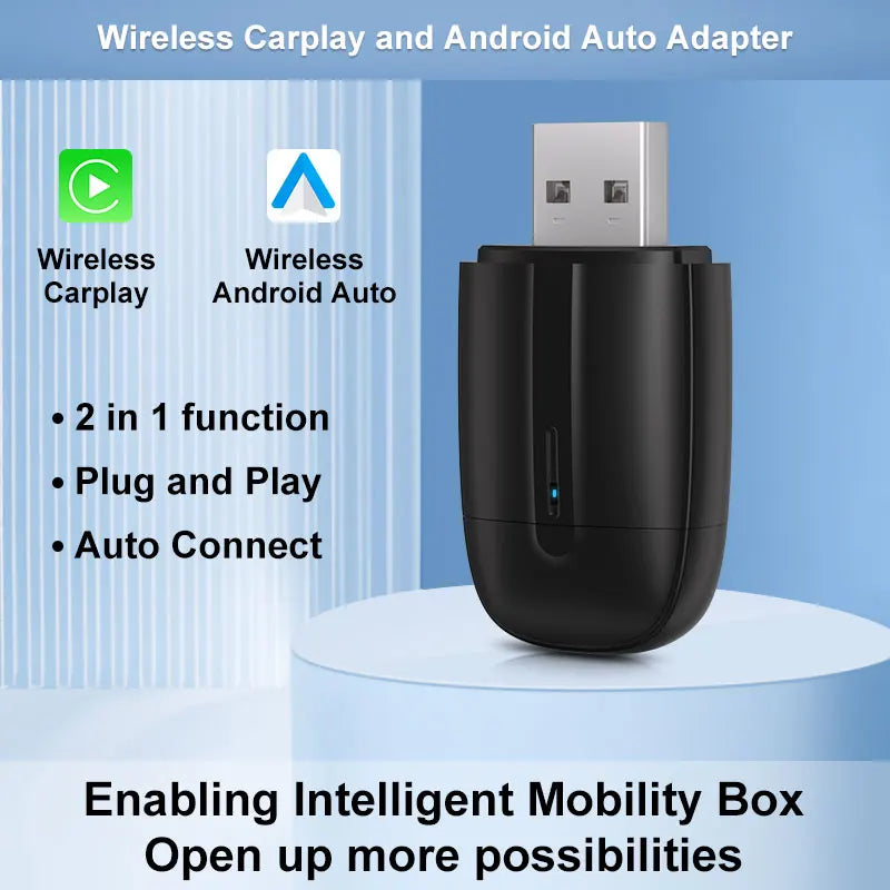 Dual-Interface Wireless CarPlay & Android Auto Adapter (USB / Type-C)
