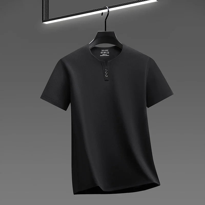 Men's Soft Henley Tee - Three-Button Detail, Short Sleeve Casual