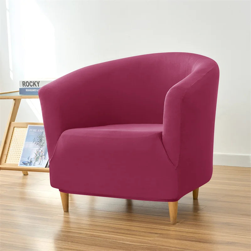 1PC Stretch Club Chair Cover Water Repellent Solid Color Arc Sofa Covers Single Removable Seat Slipcover Hotel Bar Counter Decor