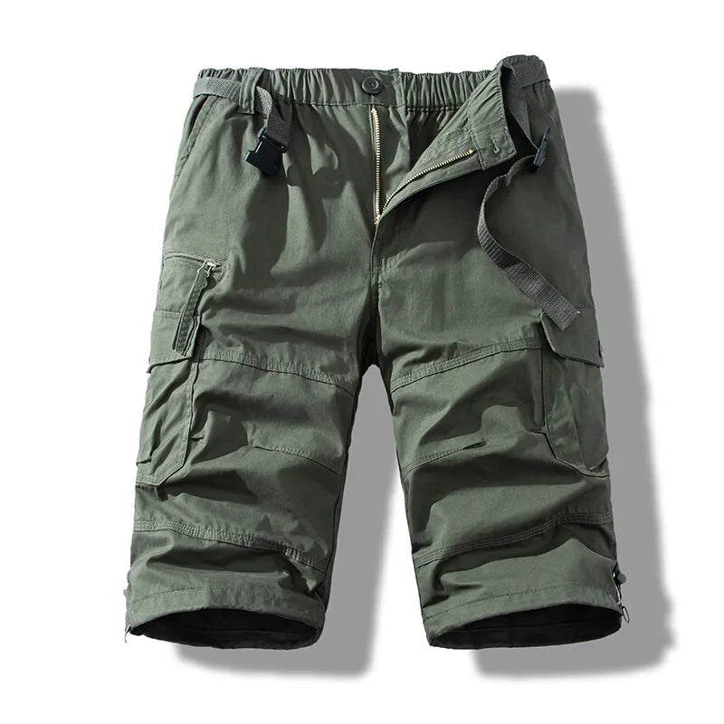 Men's Cotton Knee-Length Work Shorts — Loose Straight Casual Shorts