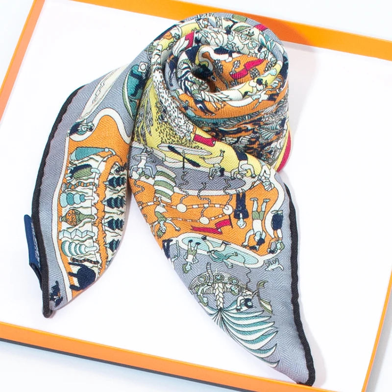 Women's Fantasy Print Square Scarf - 65cm Soft Neck Scarf - photo 4