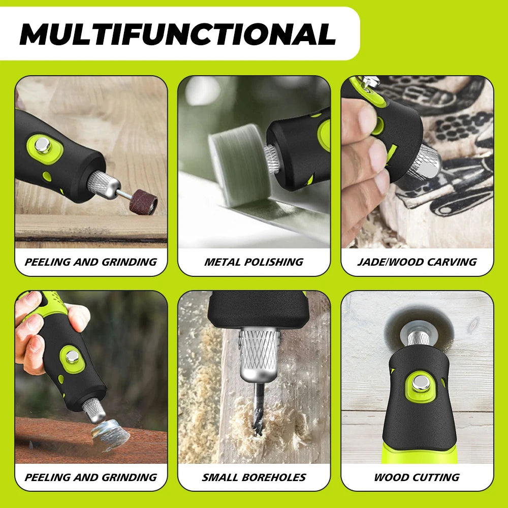 231Pcs Wireless Mini Electric Grinder Rotary Tool Kit 5 Variable Speed USB Rechargeable Engraving Pen for Wood Jade Metal Polishing Cutting Drilling Carving