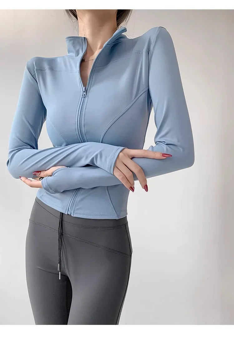 Women's Quick-Dry Yoga Jacket, Slim Zip-Up