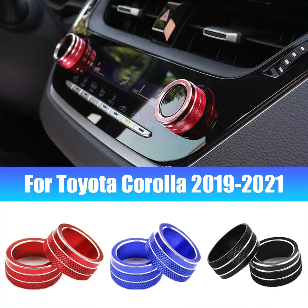 For Toyota Corolla 2019 2020 2021 2Pcs Car AC Climate Control Knob Trim Button Cover Auto Accessories Car AC Control Knobs Ring