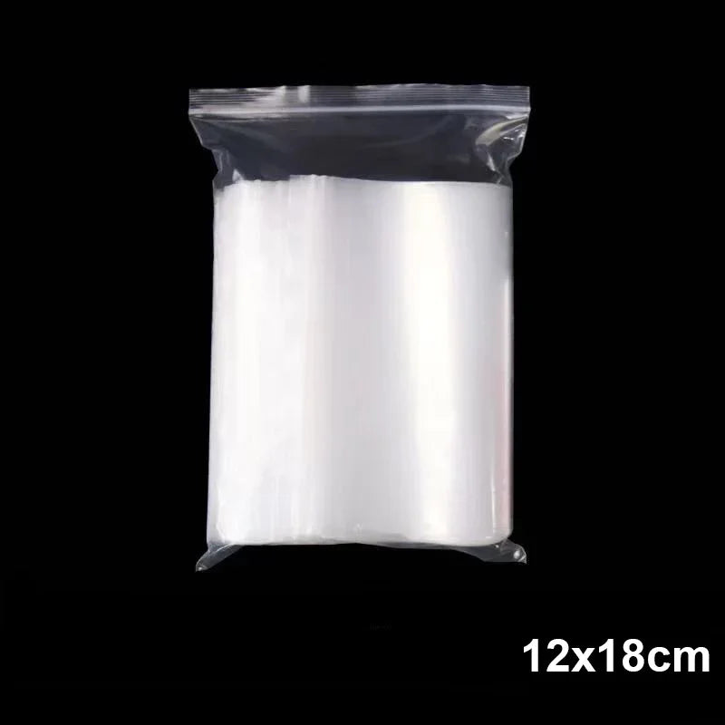 100/300PCS Transparent Zip Bags Food Jewelry Vacuum Storage Bag Plastic Thicken Reclosable Poly Bag Kitchen Organization Package