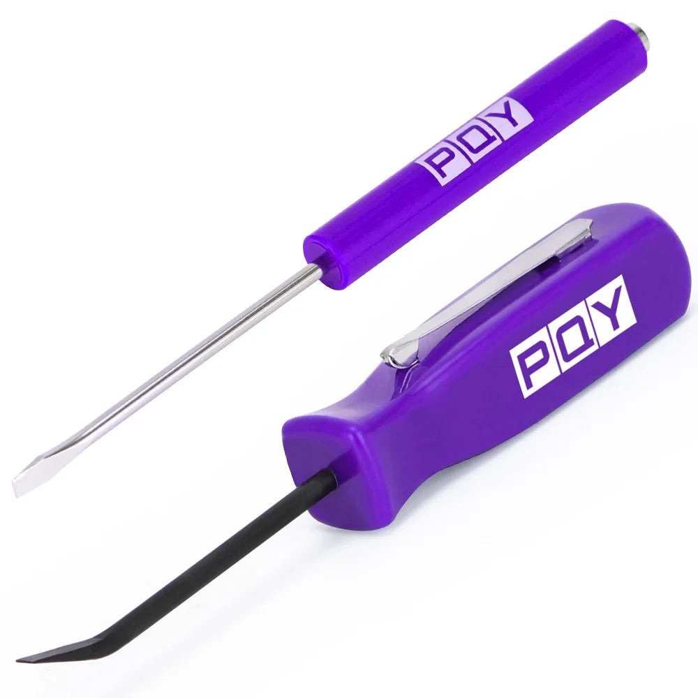 Mini Pocket Clips Screwdriver Strong Magnetic Slotted + Pocket Pry Bar Short Angled Operating Handy Tool 4-Sided Grip
