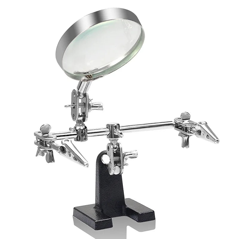 Helping Third Hand Tool Soldering Stand with 5X Welding Magnifying Glass 2 Alligator Clips 360 Degree Rotating Adju Repair Tools