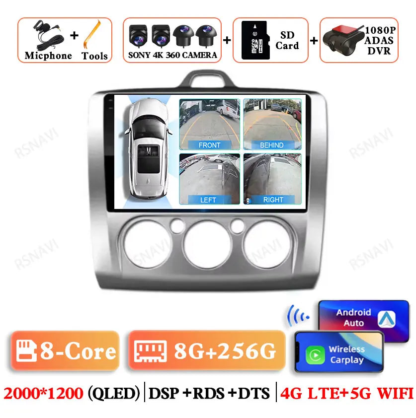 Android 14 Head Unit with CarPlay for Ford Focus 2/3 Mk2/Mk3 (2004-2011)