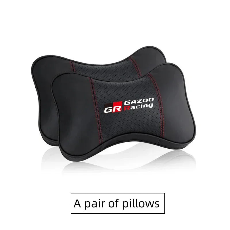PU Leather Car Headrest Pillow Seatbelt Shoulder Pad For Toyota GR Sport GAZOO RACING Yaris Hil Corolla Car Accessories